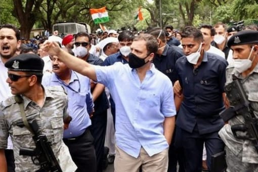 National Herald Case: "Satyagraha" of Rahul Gandhi and Congress Party Decoded 89 The pictures of Rahul Gandhi being escorted to court are to be used by the party to make the point that “here is the only neta who repeatedly attacks the government and he refused to bow and compromise”. (ANI)