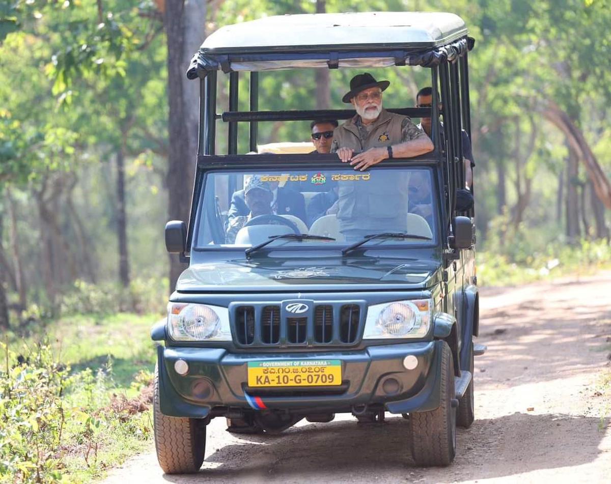 PM Modi Unable To Spot Tigers In Bandipura Forest Reserve : Leaders And Officials Blame The Driver 88 Modi in Bandipur: Tigers and leopards elude PM on the two-hour safari - The Hindu