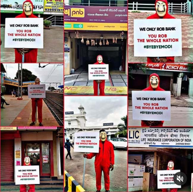 Money Heist Gang Mocks PM Modi Ahead of His Visit To Hyderabad 91 020722 650