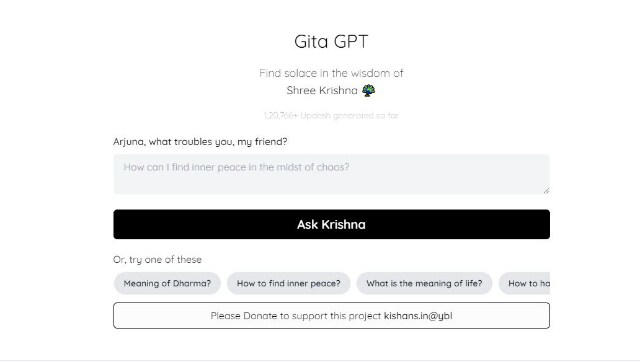 Gita GPT: A Google Engineer Builds An AI Chat-Bot On Lines Of Bhagavad Gita 91 AI turns spiritual_ Meet GitaGPT, an AI bot inspired by the Bhagavad Gita