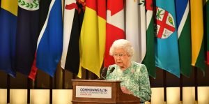 The Queen adressing a commonwealth meetiing Image Source The Royal Family