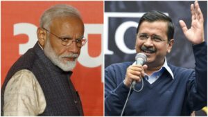 Prime Minister Narendra Modi of the BJP and Delhi Chief Minister Arvind Kejriwal of the AAP Delhi Assembly election 2020